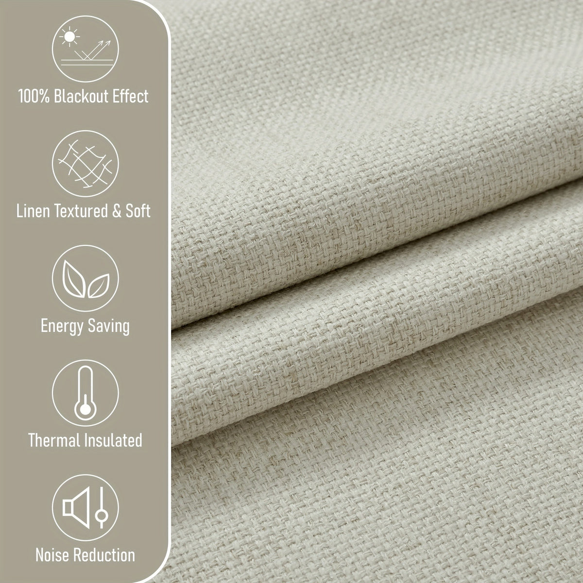 Faux Linen Blackout Curtains 2 Panels for Bedroom & Living Room – 100% Blackout, Back Tab & Rod Pocket, Thermal Insulated Farmhouse Drapes