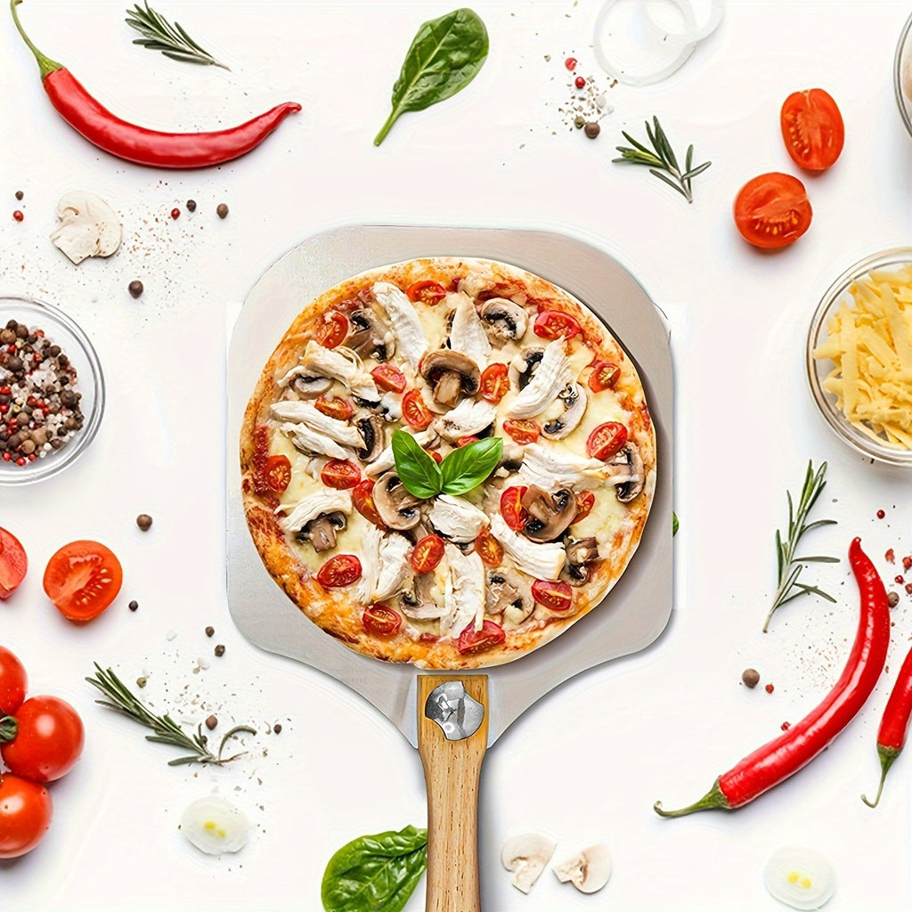 Pizza Making Set 7 or 8pcs – Aluminum Pizza Peel, Carbon Steel Pan, Rocker Cutter, Pie Server, Silicone Brush & Oven Mitts, Complete Pizza Tools for Oven & Grill