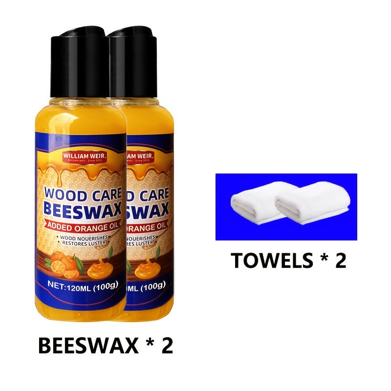 Beeswax Polish Kit 6.76oz with Maintenance Towels Professional Wood Wax Repair Lotion – For Wooden Furniture Floors Guitars Crafts Bracelet Care