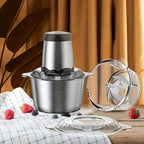 300W Electric Food Chopper & Meat Grinder, 2L, 4 Bi-Level Stainless Steel Blades, 2 Speed Modes, Low Noise — Chops Meat, Vegetables, Fruits, Nuts & Herbs, Easy Clean