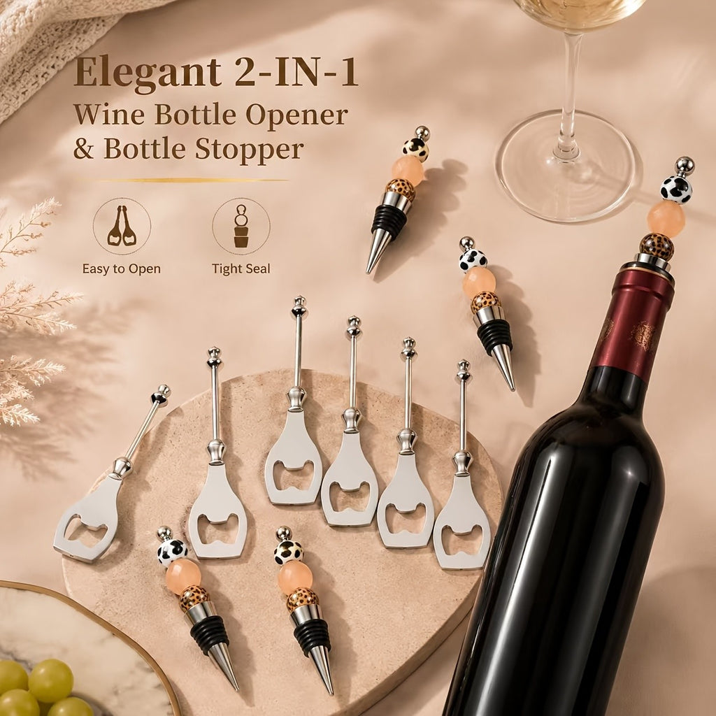 Beadable DIY Bottle Opener Beaded Wine Stopper Bulk Set 10pc 20pc Party Favors Wedding Bar Gifts Christmas Halloween Thanksgiving Teacher Gift