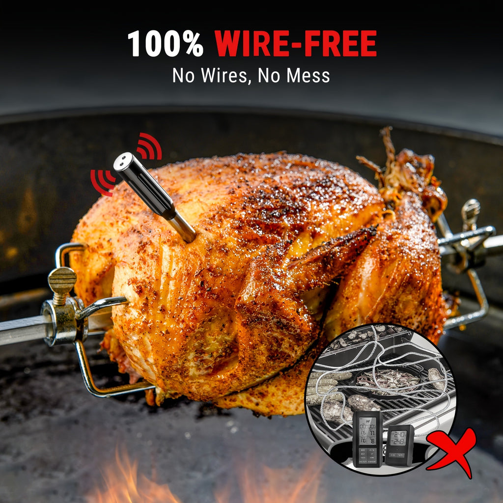 Wireless Meat Thermometer 500ft Bluetooth, Digital Food Thermometer with Dual Sensors & App Alerts for Oven, Grill, BBQ, Smoker & Air Fryer, 36Hr Battery, Dishwasher-Safe Probe, Perfect BBQ Gift