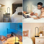Modern Aluminum LED Ring Table Lamp, 3-Color Touch Control, USB Charging, 12.8" Spiral Metal Bedside & Desk Light – 1pc or 2pc