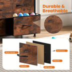 10-Drawer Fabric Storage Cabinet with Hardwood Tabletop | Dresser Organizer for Clothing Bags & Accessories | Black White Rust Gray