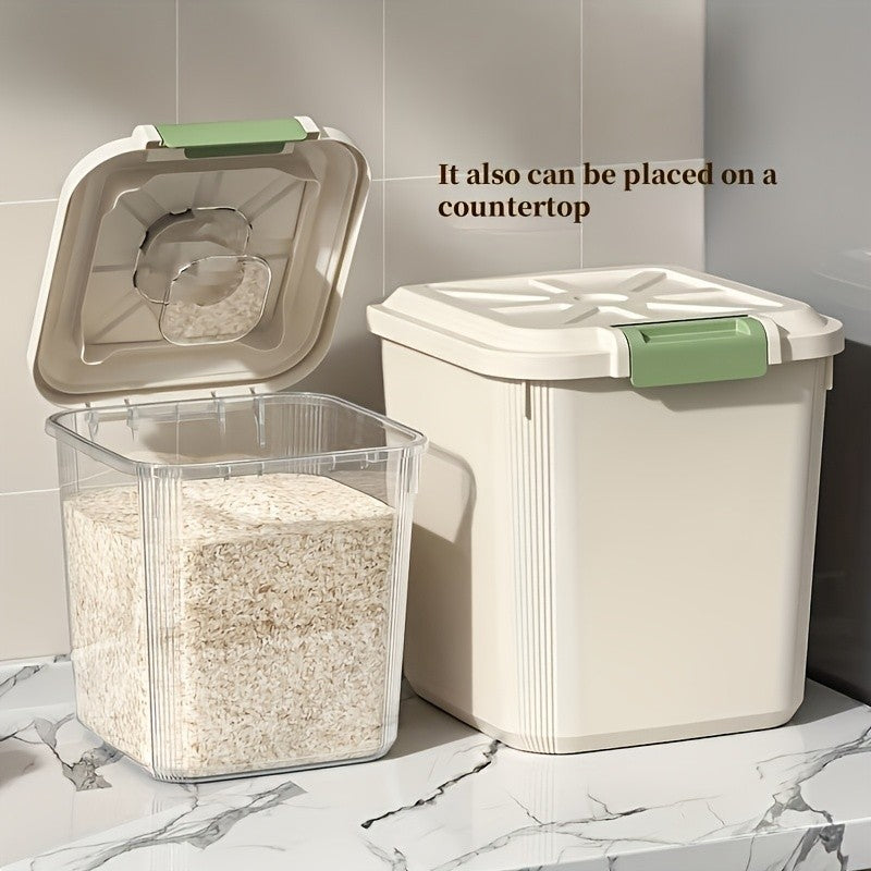 Large Capacity Rice Storage Box with Lid & Universal Wheels – Sealed PP Cereal Container, Movable Kitchen Pantry Storage, 2-Pack or 4-Pack (11–55 lbs)