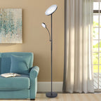LED Torchiere Floor Lamp 27W+7W Dual Light with Reading Arm, 4 Color Temperatures, Dimmable, Remote & Touch Control – Home & Office Standing Lamp | Nuvia Haven