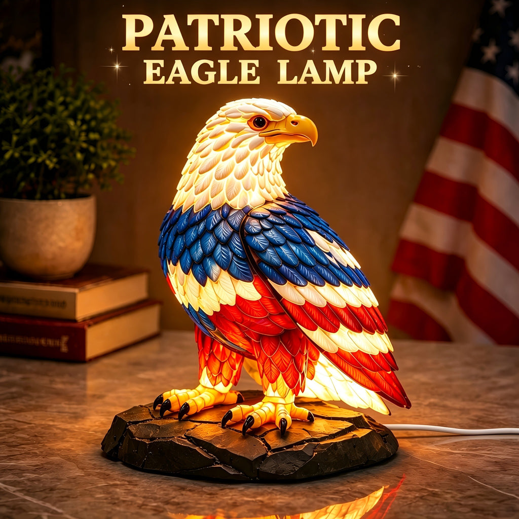 Eagle Night Light Boho Retro 3D Resin Animal Table Lamp – Stained Glass Style LED Bedroom Desk Lamp, Creative Home Decor Gift for Birthday Christmas