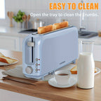 2-Slice Slim Toaster – 6 Shade Settings, Cancel Reheat & Defrost, 10" Long Slot, Auto Shut-Off, Removable Crumb Tray | 5 Colors