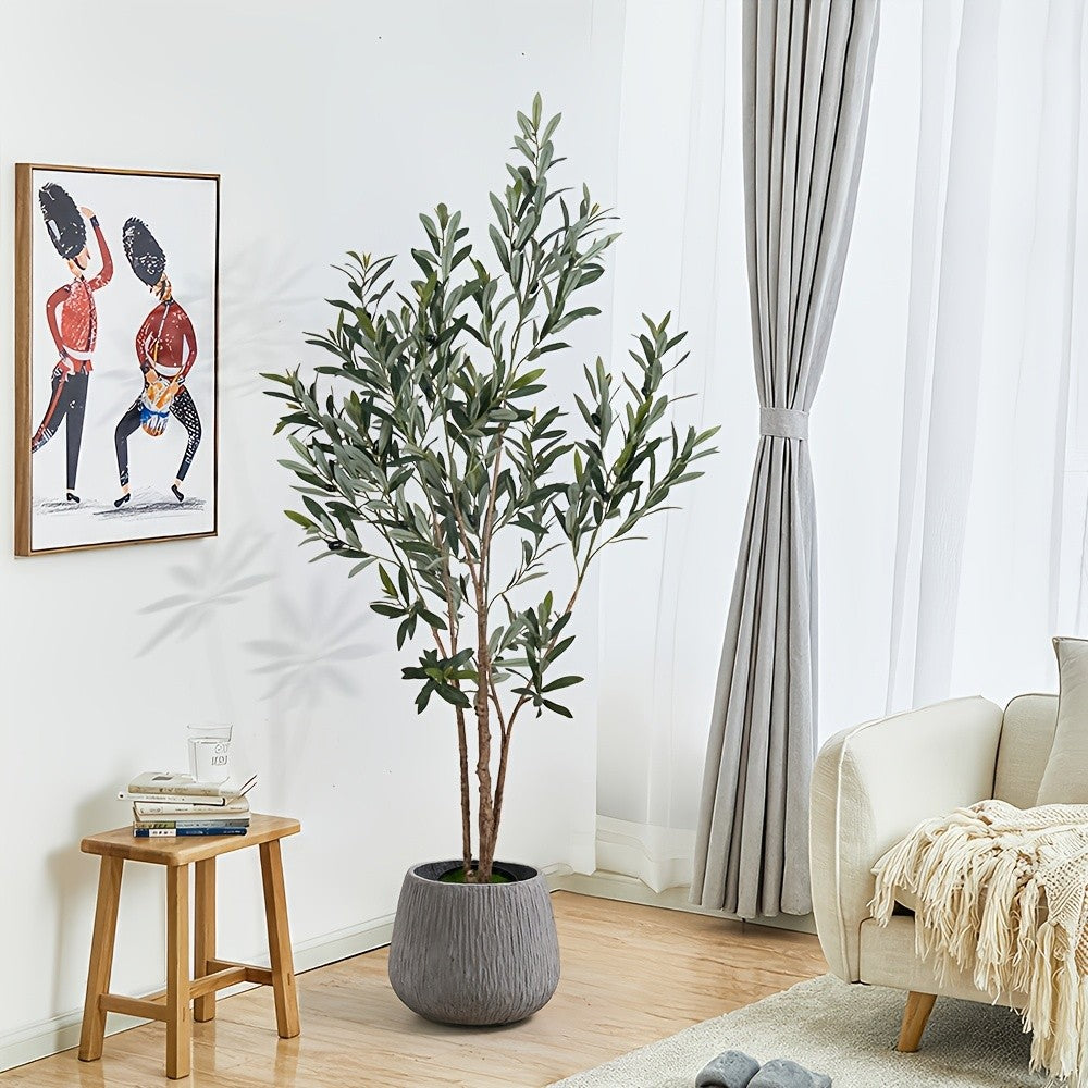 Artificial Olive Tree with Realistic Black Fruits – 4 Heights 47–83 Inch Nordic Mediterranean Faux Plant for Living Room, Kitchen, Hotel & Office | No Maintenance Indoor Decor