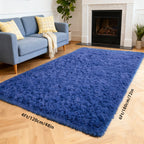 Fluffy Shaggy Area Rug 4x6 High Pile Non-Slip for Bedroom, Living Room & Dining – Soft Fuzzy Plush Floor Carpet in Gray & Tie-Dye Rainbow