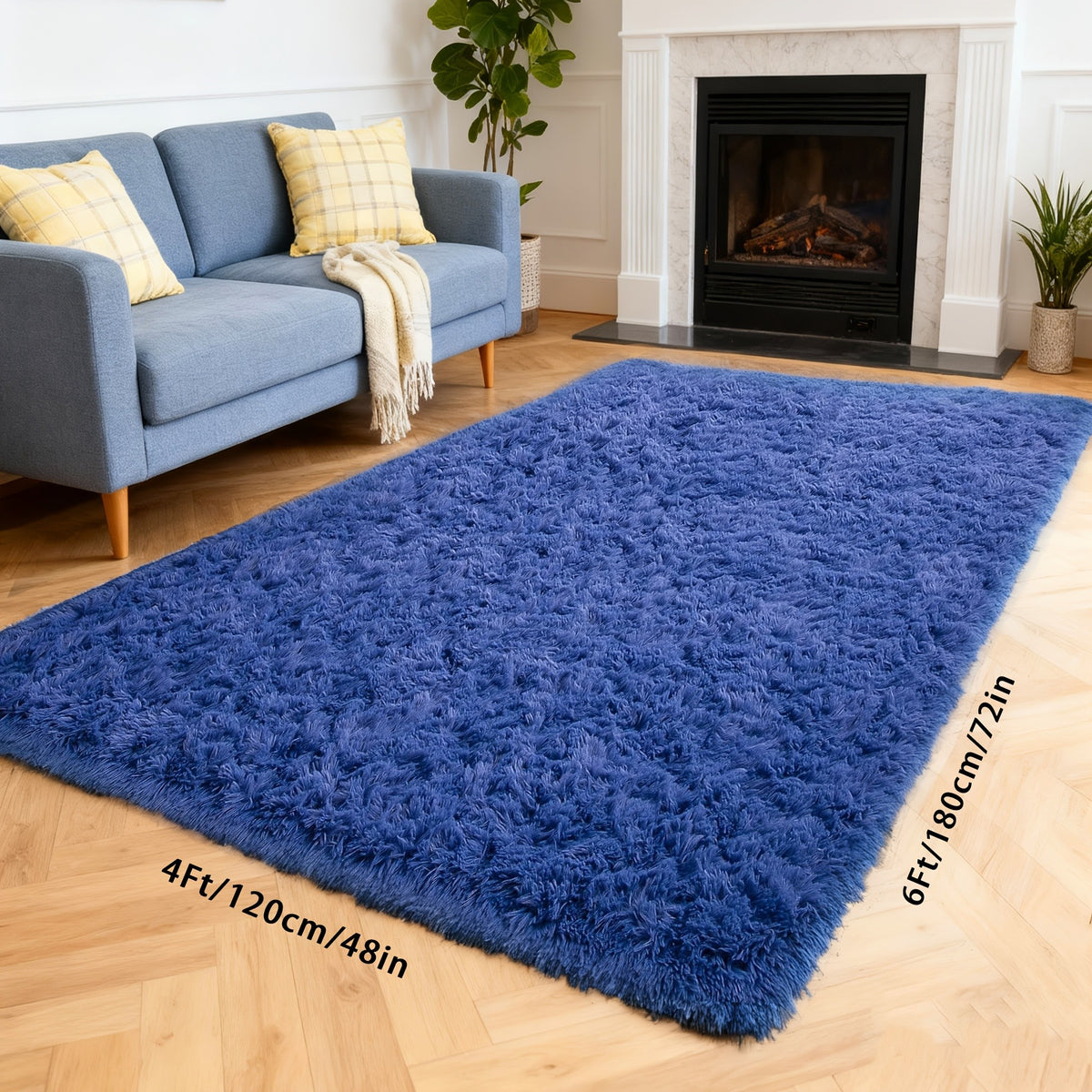 Fluffy Shaggy Area Rug 4x6 High Pile Non-Slip for Bedroom, Living Room & Dining – Soft Fuzzy Plush Floor Carpet in Gray & Tie-Dye Rainbow