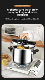 Stainless Steel Pressure Cooker Fast Cooking with One-Touch Locking Lid, Safety Valve & Pressure Gauge – Induction & Gas Compatible for Indoor Outdoor Use