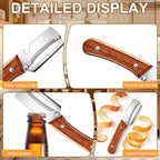 Vegetable Peeler and Slicer Set Stainless Steel with Wooden Handle – 2-Piece Kitchen Gadget with Scallion Cutter, Straight Blade & Built-In Bottle Opener