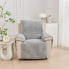 Bohemian Single Sofa Cover Non-Slip Short Plush Recliner Chair Protector Pet-Friendly Machine Washable Wavy Pattern Single-Seat Couch & Chair Slipcover