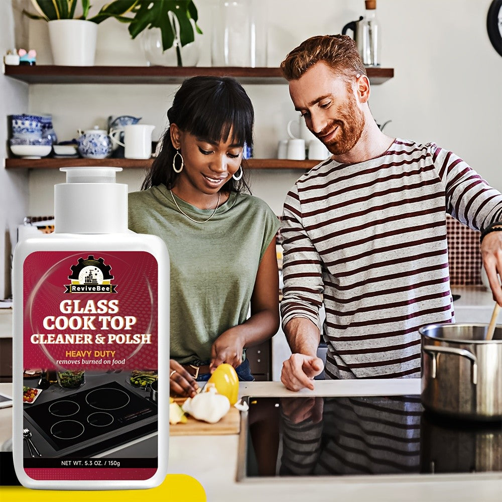 Cooktop Cleaning Paste – Removes Grease, Oil Stains & Burnt-On Food from Stove Tops, Burners & Glass Cooktops – Hydrogen Peroxide Easy Scrub Kitchen Cleaner Gel, Unscented