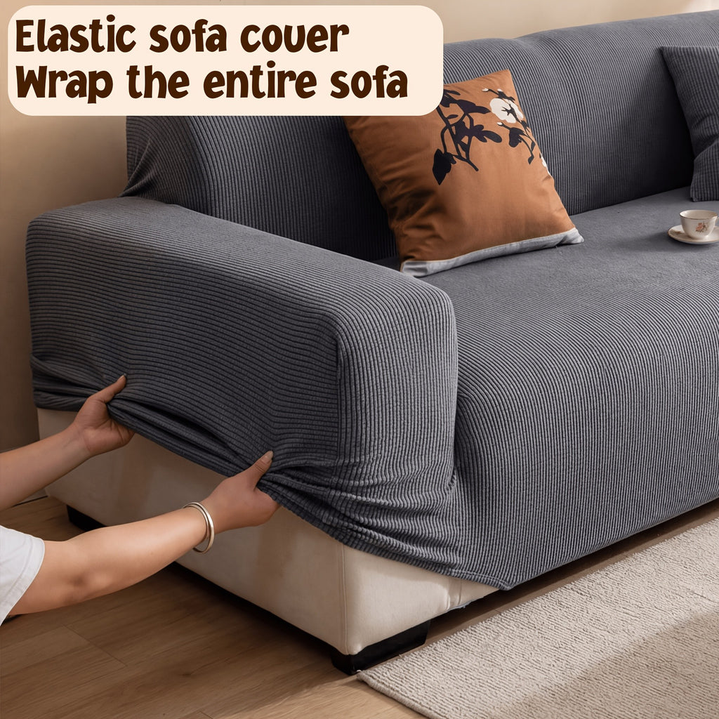 Sofa Slipcover with Skirt – Stretch Jacquard Full Coverage Couch Cover, Pet Proof Non-Slip Machine Washable, Fits 1 2 3 4 Seater Sofa for Living Room Bedroom, All Season Furniture Protector