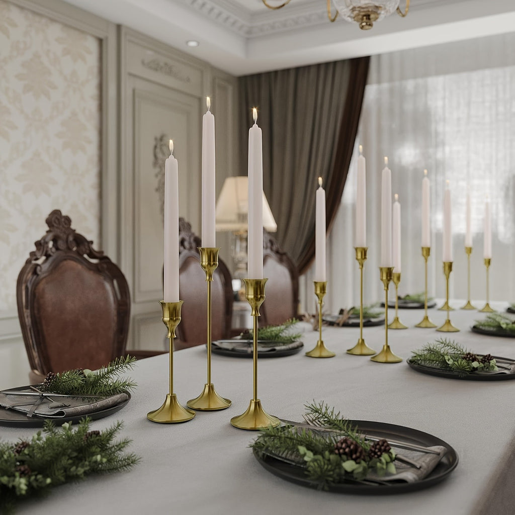 Metal Taper Candle Holders Set Elegant Detachable Base for Wedding Centerpiece Candlelit Dinner Table Decor Home Accent Copper and Black Set of 6 12 36