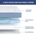 4 Inch Cooling Gel Memory Foam Mattress Topper with Removable Cover Twin Twin XL Full Queen Soft Breathable Bed Topper Pressure Relief
