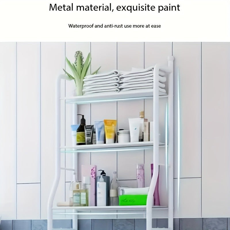 Over Toilet Storage Rack 3 Tier Metal Bathroom Organizer No Drill Space Saving Vertical Shelf Above Toilet Minimalist Design White or Black Small Bathroom Storage Solution