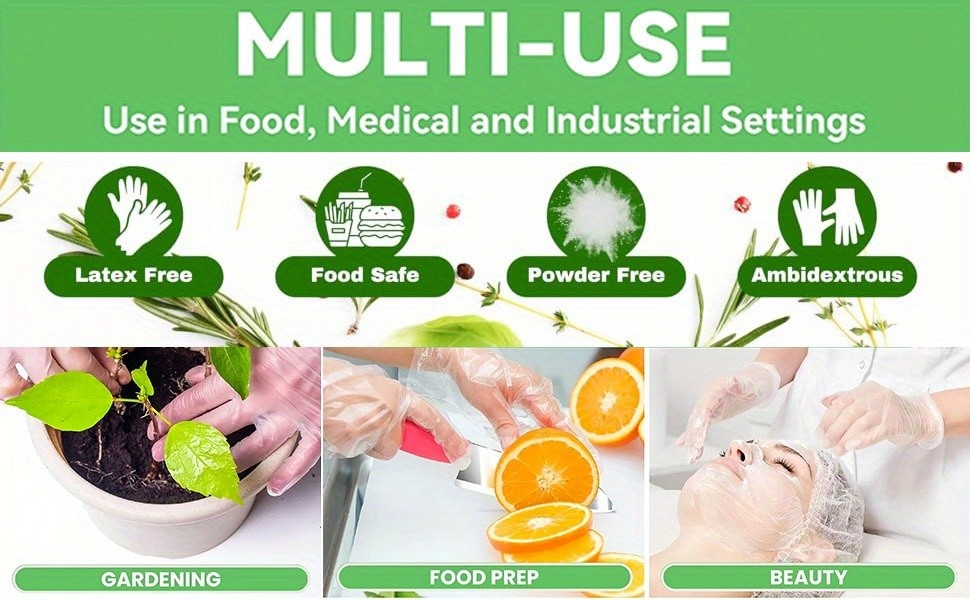 Disposable Food Grade Gloves 2000pcs Bulk Case – CPE Powder-Free Latex-Free Thick Non-Slip Kitchen Gloves for Cooking, Food Prep, Baking & Catering – Sizes S/M/L/XL