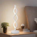 Spiral LED Table Lamp Dimmable 3-Color Modern Minimalist Bedside Lamp - Creative Wave Design Desk Lamp with Metal Base & USB Charging, Small Night Lamp for Bedroom, Living Room, Office & Study
