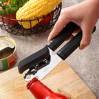 3-in-1 Stainless Steel Can Opener 2-Pack – Ergonomic Handle, Smooth Edge, Bottle Opener, Heavy-Duty Kitchen Tool for Home Cooks & Chefs