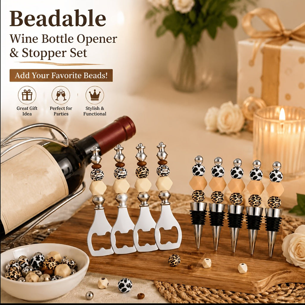 Beadable DIY Bottle Opener Beaded Wine Stopper Bulk Set 10pc 20pc Party Favors Wedding Bar Gifts Christmas Halloween Thanksgiving Teacher Gift