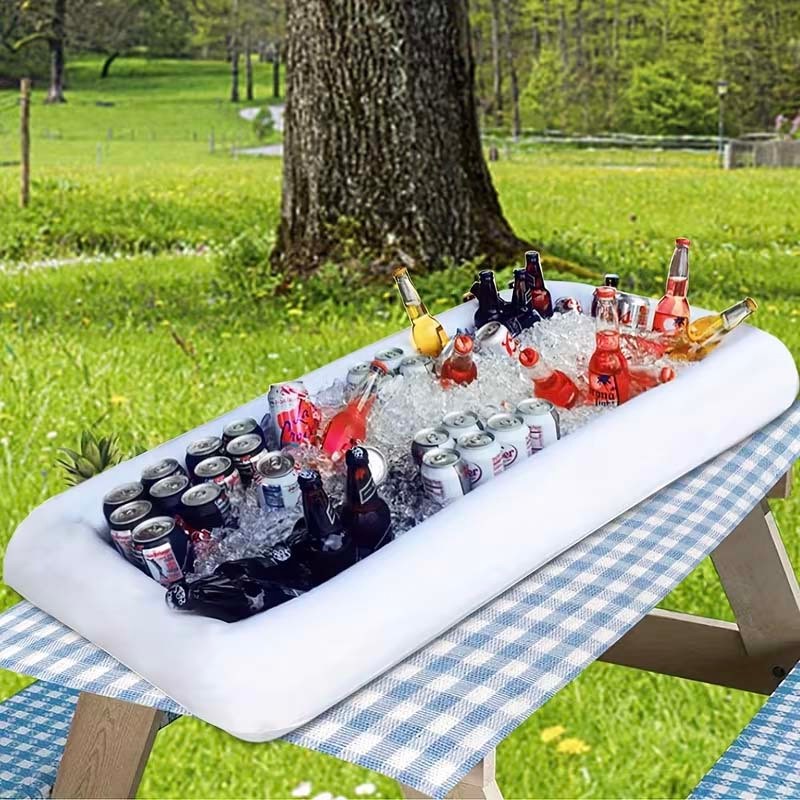 Inflatable Pool Cooler Bar with Drink Holders – Floating Ice Cooler for Pool Party Beach BBQ Summer Outdoor Fun, Easy Inflate, Portable Pool Float Beverage Bar