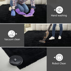 Black Fluffy Shag Area Rug Thick Soft Fuzzy Bedroom Rug Living Room Carpet 4x6 5x8 6x9 8x10 Ft Cute Room Decor