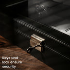 24-Slot Watch Box Organizer with Large Glass Lid & Key Lock, Faux Leather Watch Display Case for Men & Women, Tabletop Jewelry Storage Box for Watches, Wristwatch Collection Gift