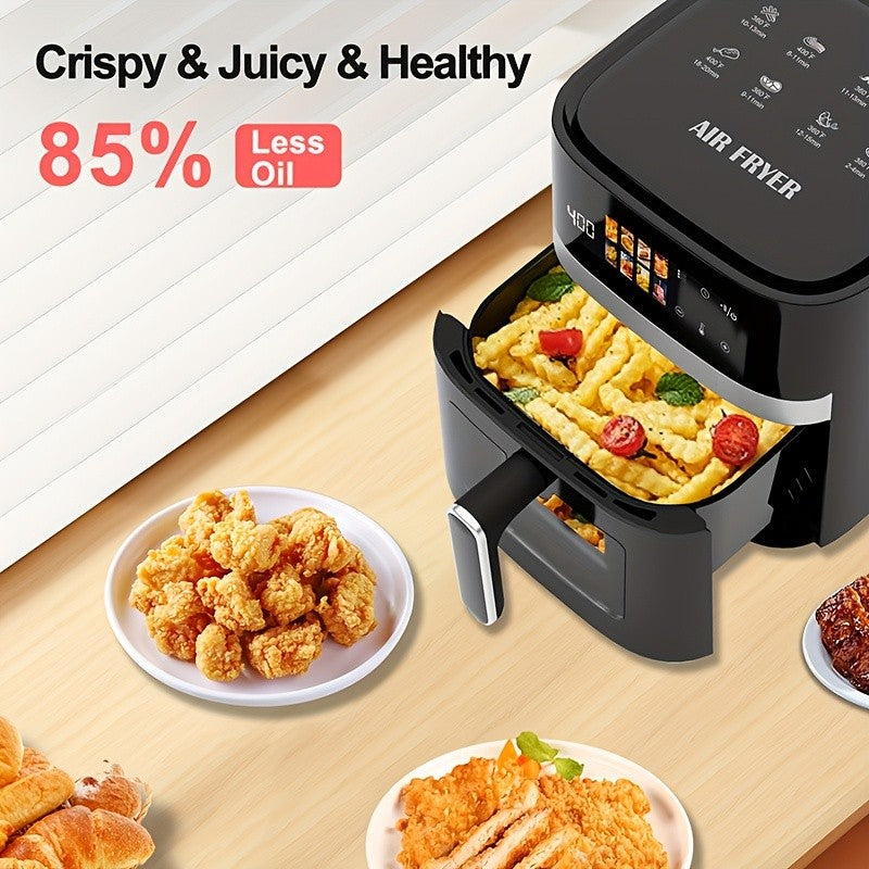 Large Capacity Air Fryer 6QT & 12QT with Visual Window Smart Auto-Cook Anti-Scald Handle for Chicken Fish and More