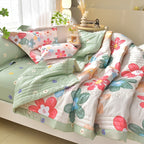 Summer Cooling Quilt Set 3 Piece Thin Quilt 2 Pillowcases Floral Embossed Skin Friendly Soft All Season Comforter - Twin Full Queen King Hotel Bedroom