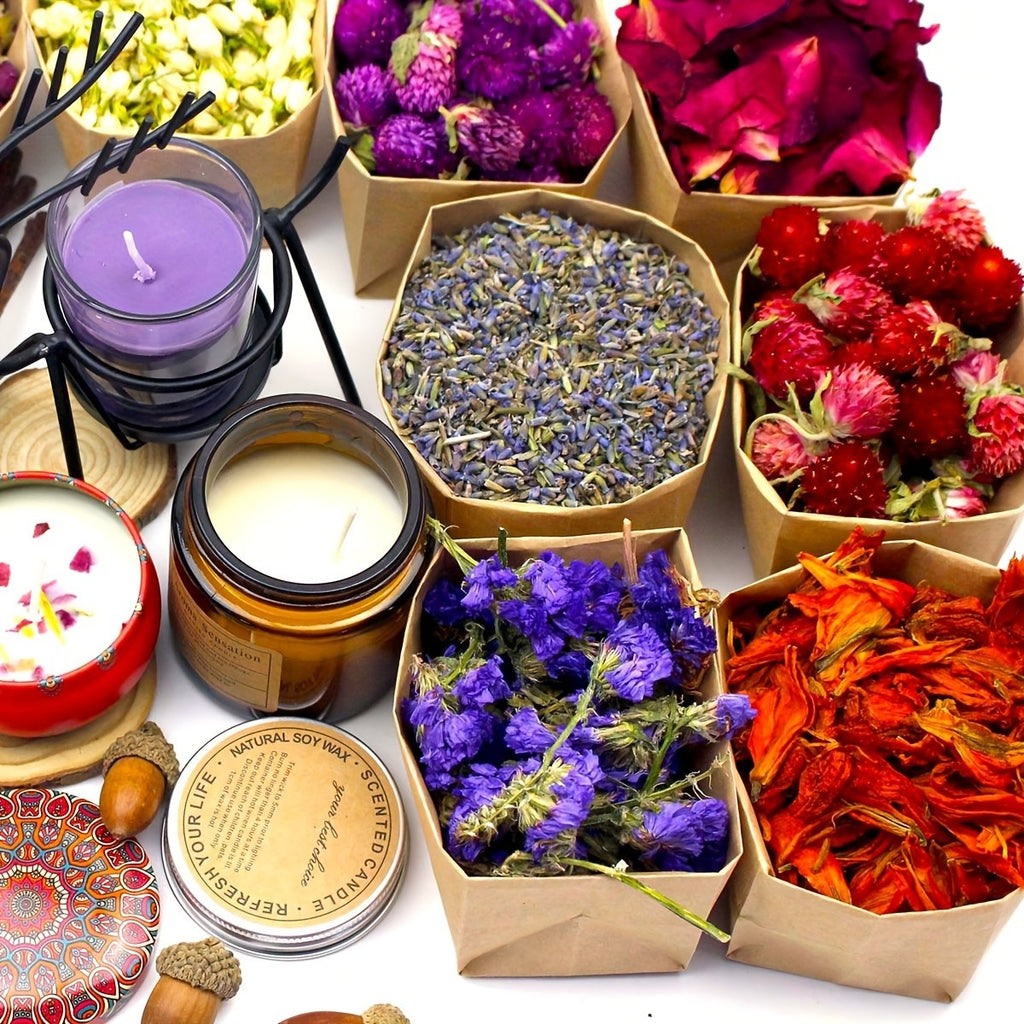 Dried Flowers Craft Set 24pcs Roses Jasmine Peony Lavender Forget-Me-Not Dried Plant Kit for Resin Jewelry Making DIY Candle Soap Scrapbooking Seasonal Decor