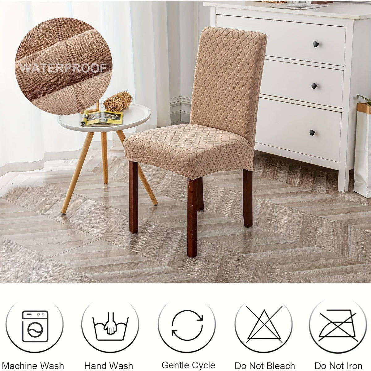 Dining Chair Covers Set of 4 6 Stretch Jacquard Slipcovers - Removable Washable Chair Protectors for Kitchen Parsons Dining Room Chairs