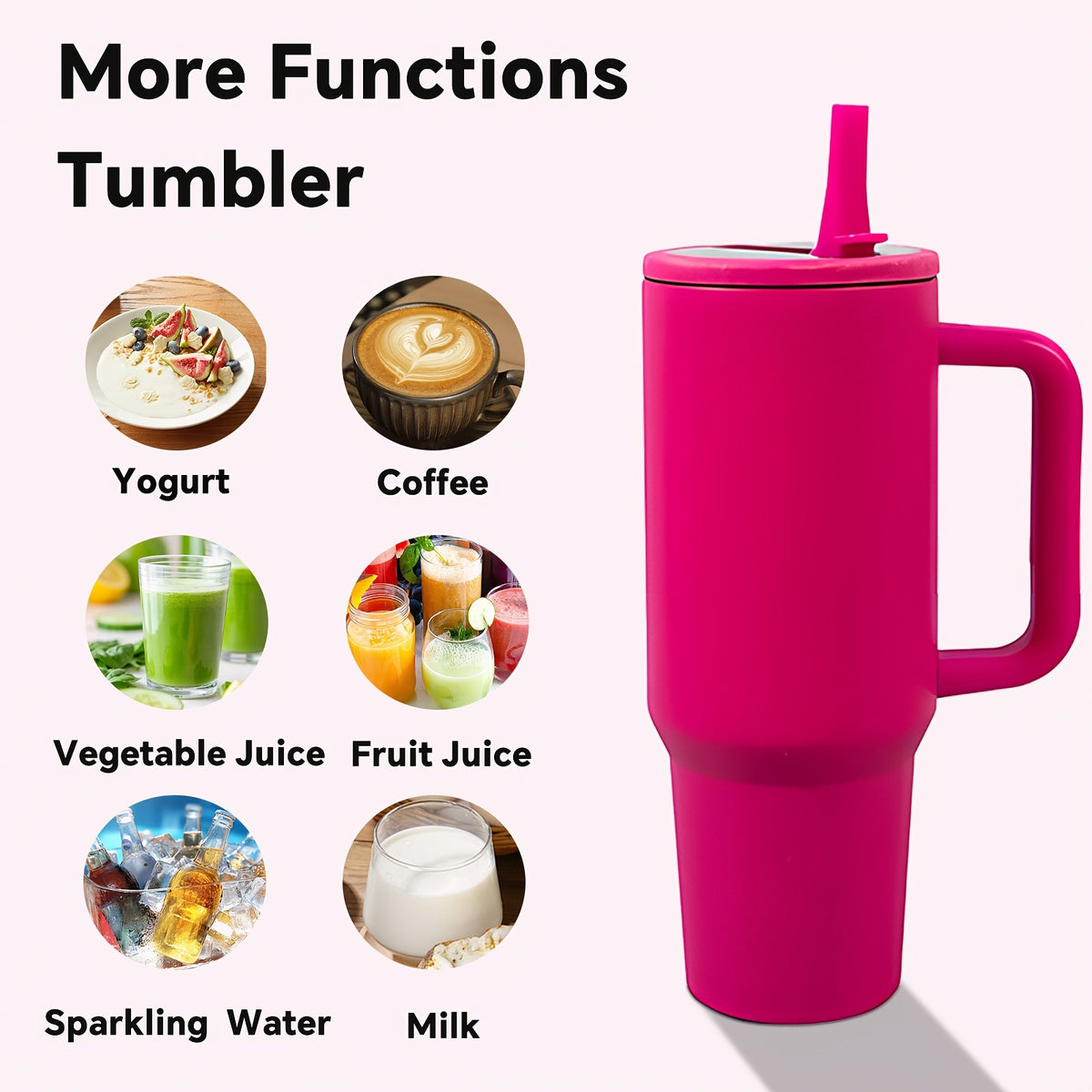 40oz Insulated Tumbler with Straw & Handle - Double Wall Stainless Steel Vacuum Cup for Hot & Cold Drinks, Reusable Travel Mug, 8 Colors | Nuvia Haven