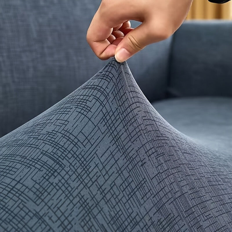 Elastic Sofa Cover with Skirt Full Coverage Printed Slipcover Machine Washable Universal Fit 2 3 4 Seater Couch Protector Living Room