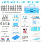 Cake Decorating Kit 236 & 386 Piece Piping Tips Set Stainless Steel Frosting Nozzles with Russian Tips Pastry Bags - Complete Baking Decorating Tools for Beginners