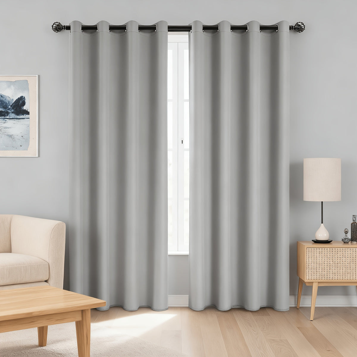 Thermal Insulated Blackout Curtains 2 Panels – 100% Room Darkening Soft Thick Drapes for Bedroom Living Room Office, Modern Window Curtains Easy Care, 3 Sizes 52x63 52x84 52x95 Inches