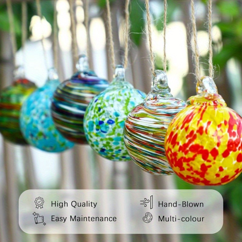 Hand-Blown Glass Witch Balls Friendship Balls Set of 6 Hanging Glass Gazing Spheres for Garden Home Classroom Christmas Halloween Thanksgiving Birthday Gift