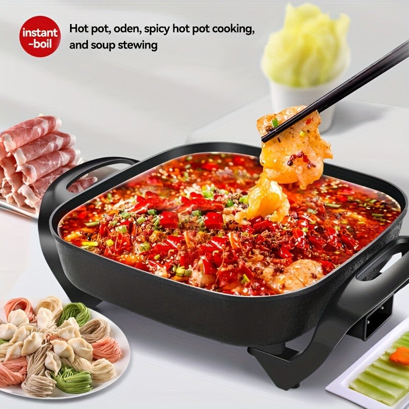 Non-Stick Ceramic Electric Pot with Glass Lid – Aluminum Body, Adjustable Temperature, Fry, Bake, Steam & Boil – Easy Clean Countertop Cooker for Home