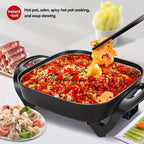 Non-Stick Ceramic Electric Pot with Glass Lid – Aluminum Body, Adjustable Temperature, Fry, Bake, Steam & Boil – Easy Clean Countertop Cooker for Home