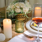 Glass Votive Candle Holders Bulk Set 6/12/24pcs – Shimmering Multi-Hued Hurricane Glass for Wedding, Christmas, Thanksgiving, Valentine’s Day & Holiday Party Tabletop Decor