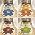 Fluffy Sheep Pastoral Area Rug - Soft 1000G Irregular Shape Bedside Mat with Transparent Flower & Sheep Design, Non-Slip PVC Backing, Machine Washable Cozy Rug for Bedroom & Corridor