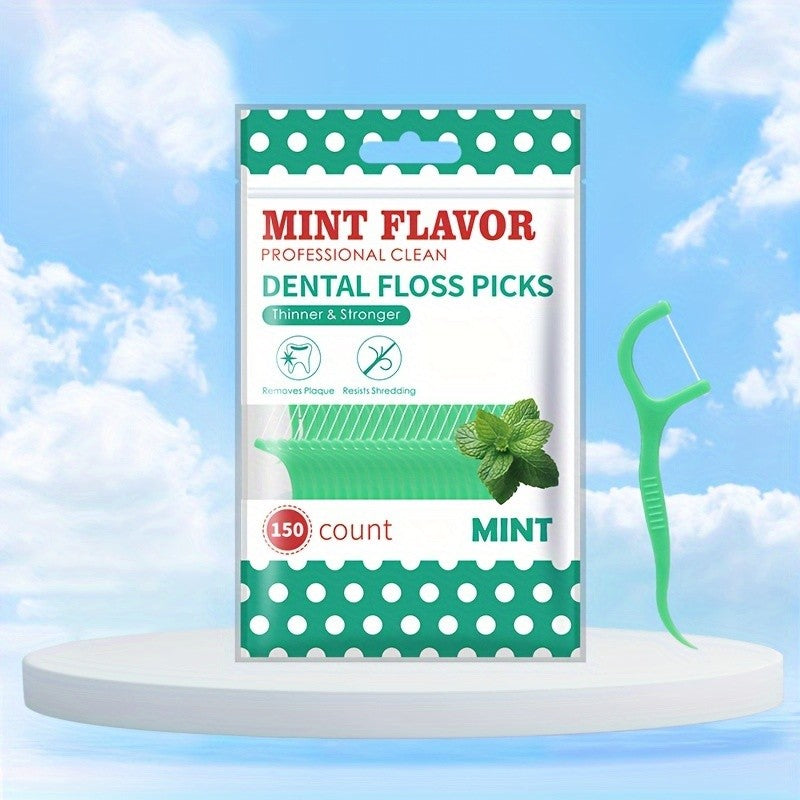 Mint Flavor Dental Floss Picks 300 600 Count Disposable PE Floss Sticks Upgraded Thinner Stronger Plaque Removal Travel Oral Care Fresh Breath