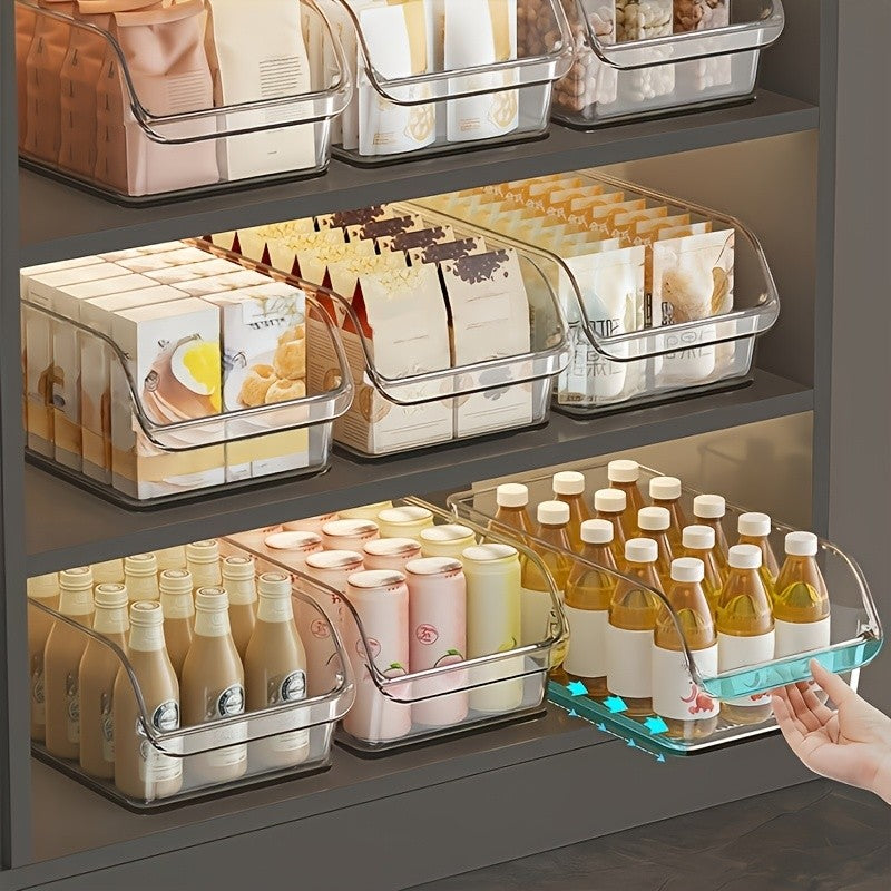 Clear Plastic Storage Bins Set of 3 or 6 – Stackable Transparent Organizer Containers for Cosmetics, Snacks, Beverages & Face Masks | Multi-Size for Pantry, Refrigerator, Bathroom & Vanity Countertop