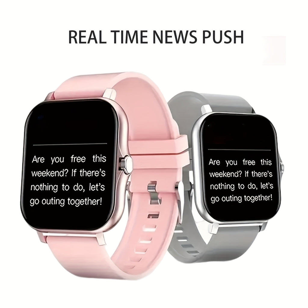 Large Screen Smartwatch with HD Voice Call, Multiple Sports Modes, Sleep Detection & Customizable Watch Faces – Compatible with Android & iPhone, Silicone Band