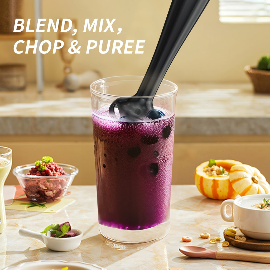 400W Immersion Hand Blender Stick Mixer with 304 Stainless Steel Blades, 2 Speeds & Turbo Mode, Detachable Base – 5-in-1 Set Available, Perfect for Soups, Smoothies, Purees & Baby Food