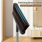 Broom and Dustpan Set with 51 Inch Adjustable Long Handle 2 Interchangeable Broom Heads – No-Bend Upright Sweeping Set for Indoor Outdoor Home Office Kitchen Garden
