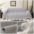 Herringbone Sofa Cover with Tassels – Washable Polyester Throw for 3-Seater, 4-Seater & Large Sofas | Grey, Coffee, Green