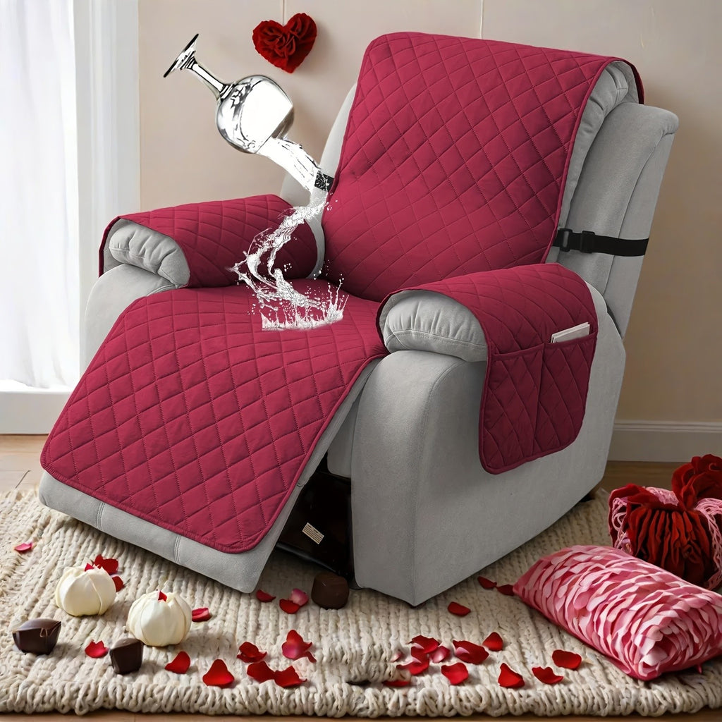 Chenille Knit Recliner Chair Cover 1pc – Non-Slip Sofa Slipcover with Elastic Straps & Drawstring for Large Recliners, Washable Pet Furniture Protector for Dogs Cats, Home Decor